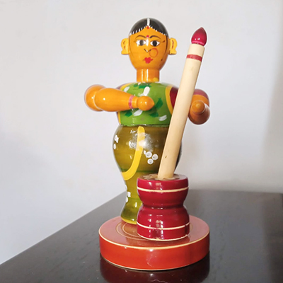 "Etikoppaka Wooden Woman with pounding grain - Click here to View more details about this Product